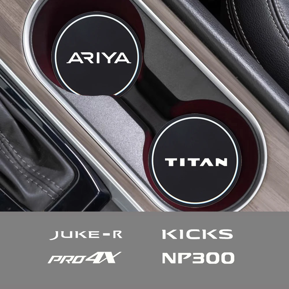 

2Pcs Car Coasters Water Cup Slots Non-Slip Mat Water Cup Pad For Nissan Ariya Juke-R KICKS NP300 Pro-4X TITAN Car Styling
