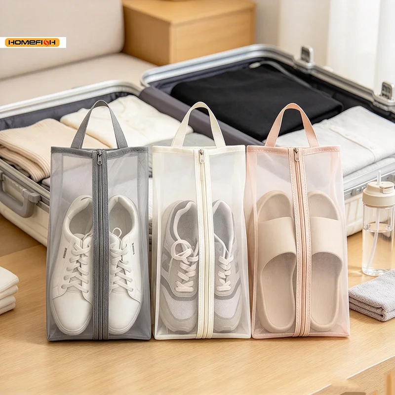 HOMEFISH Nylon Travel Shoe Bag Zipper Breathable Shoe Storage Pouch Multifunctional Makeup Laundry Organizer for Men Women