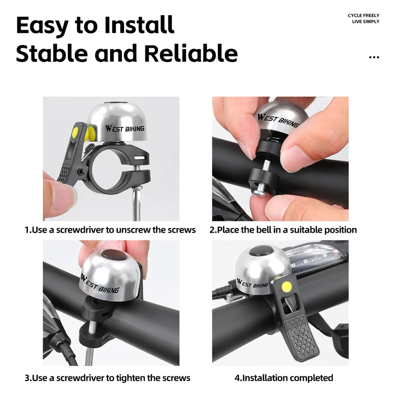 غرب ركوب الدراجات دراجة الإبهام جرس خفيفة حلقة MTB الطريق دراجة المقود القرن سبائك الألومنيوم الطريق دراجة أجراس المحمولة الدراجات جرس
