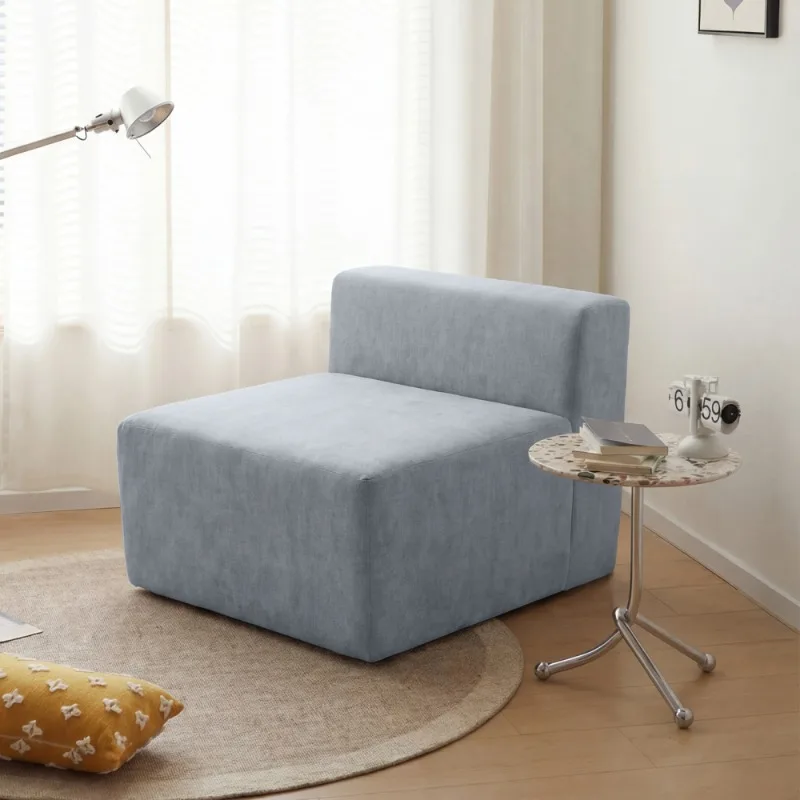 

Grey Cube Shaped Single Sofa Loveseat Lightweight Compact Space Saving Lounge Chair for Living Room Bedroom