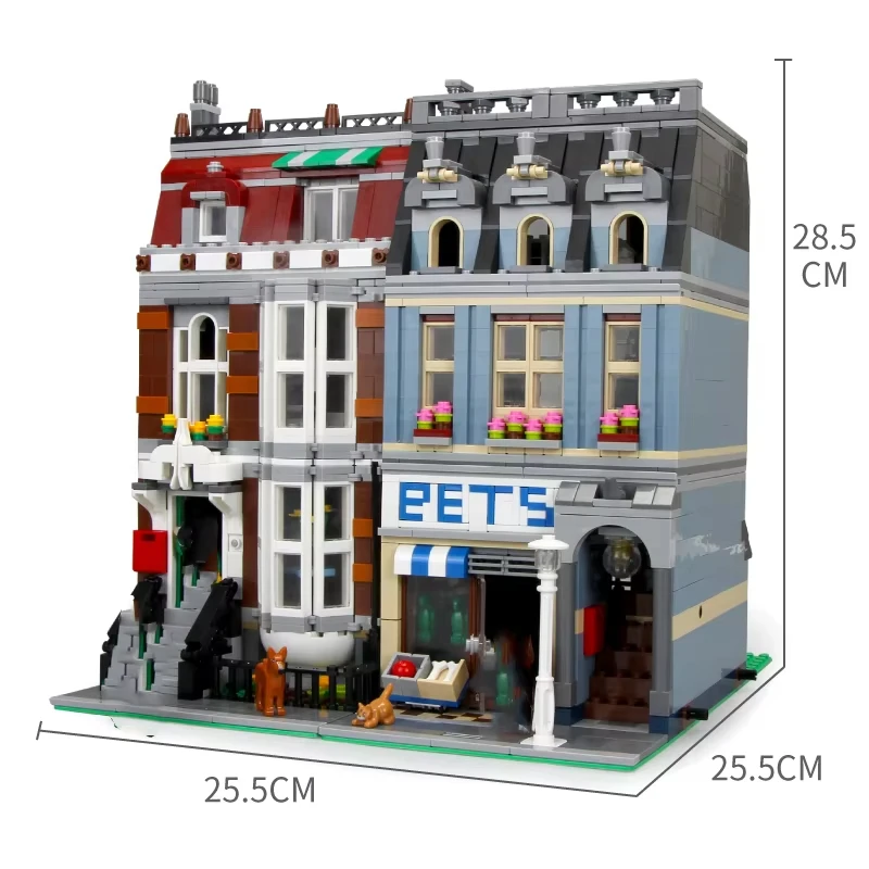 2032PCS Negozio di Animali Modello Building Blocks MOC 10218 Mattoni Giocattoli Per I Bambini Regali Di Natale Città Street View Architettura