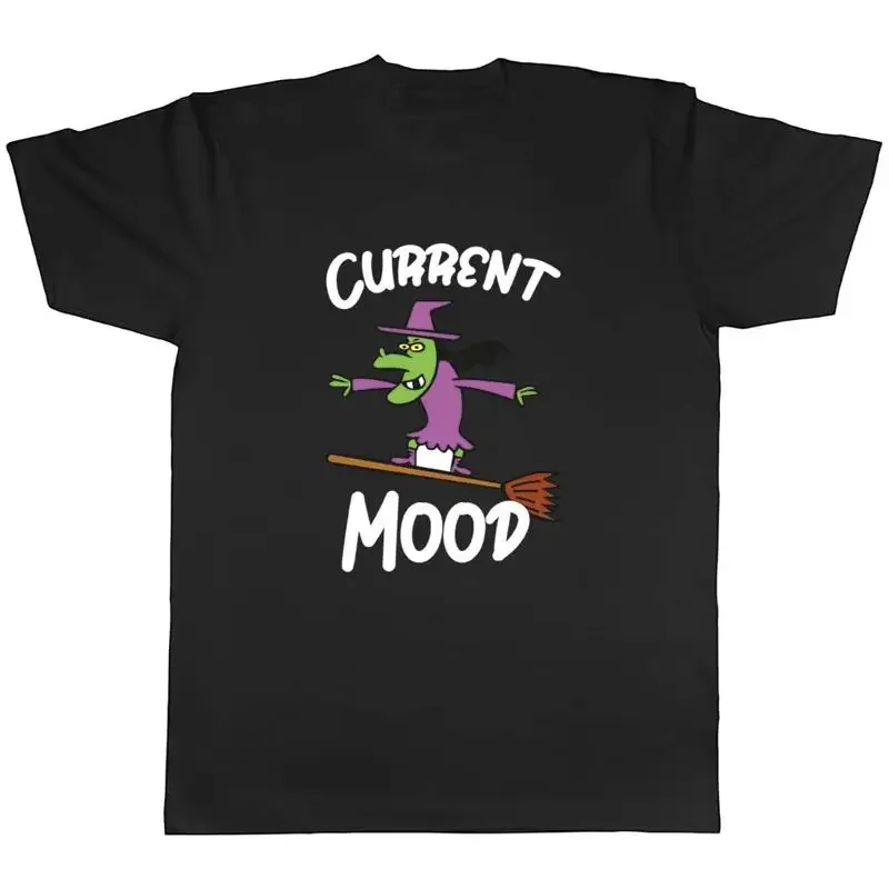 Current Mood Witch Broom Halloween Mens Unisex T-Shirt Tee Gift