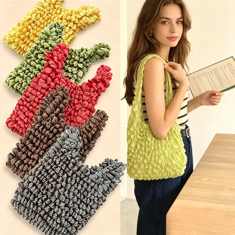 Foldable Collapsible Grocery Shopping Bag Expandable Stretch Fabric Reusable Tote Mini Portable Storage Pouch Daily Outdoor Hand