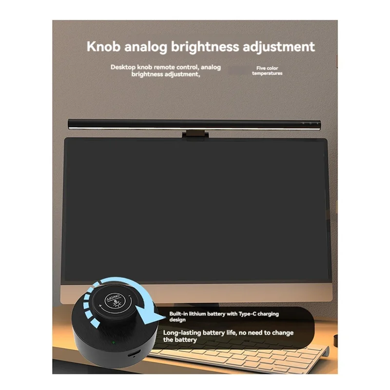 TKOH-Monitor Light Bar Touch / Wireless Remote Dual Control Eye Protection Anti-Glare USB Reading Light For Computer