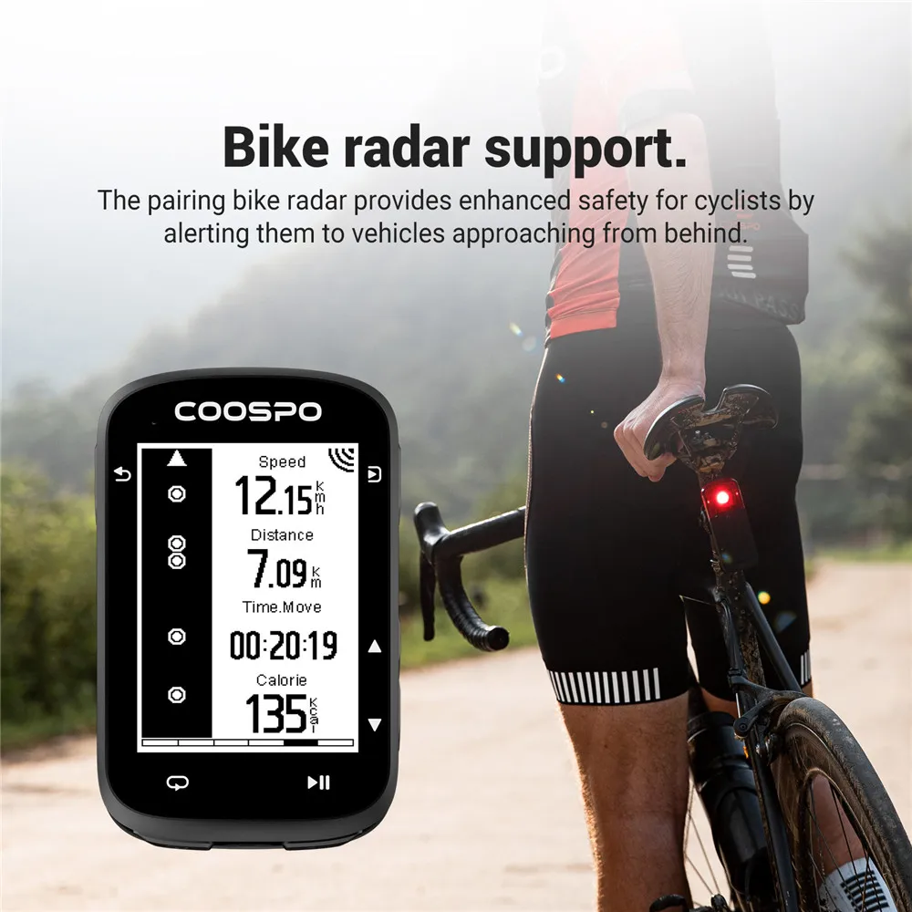 COOSPO CS500 GPS Bike Computer Cycling Odometer Wireless Bicycle Speedometer Route Navigation Cycle Stopwatch ANT+ Bluetooth5.0