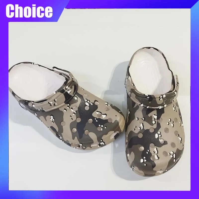 

Gray Camouflage Kids Slippers Trendy Beach Hole Shoes Anime Home Beach Shoes Swimming Pool Anti Slip Summer Slippers Boy Gift