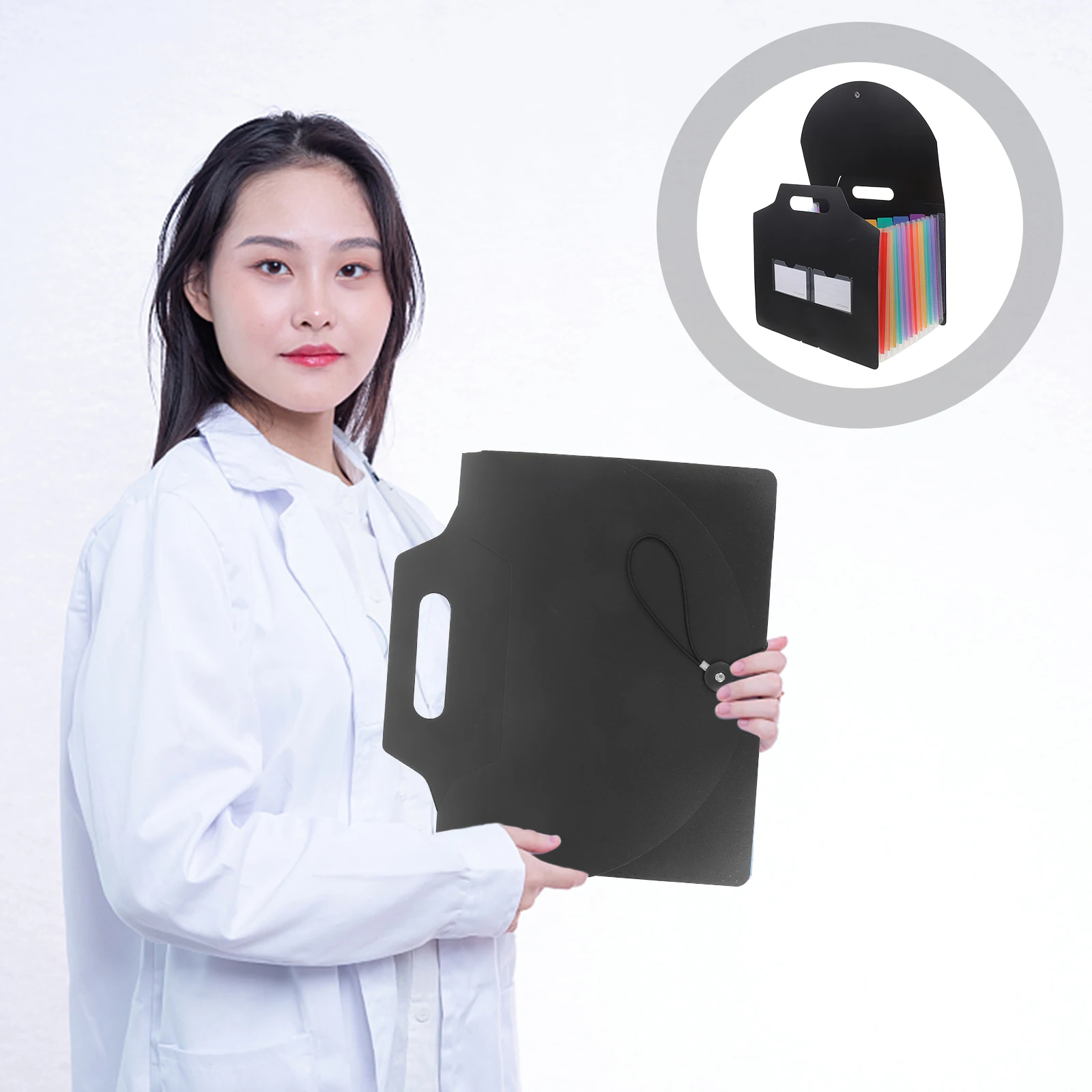 

File Folder Portable Document Accordion Design Bag Anti-scratch Organizer Black Documents Organiser Office