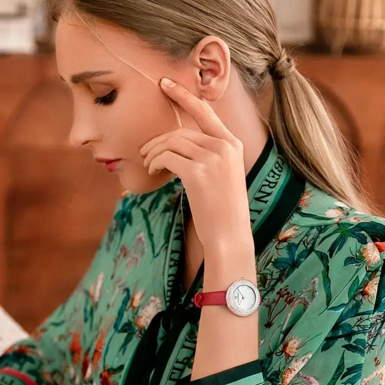 Luxury Diamond Quartz Ladies Watch Leather Strap Fashion Top Brand Waterproof Women's Wristwatch