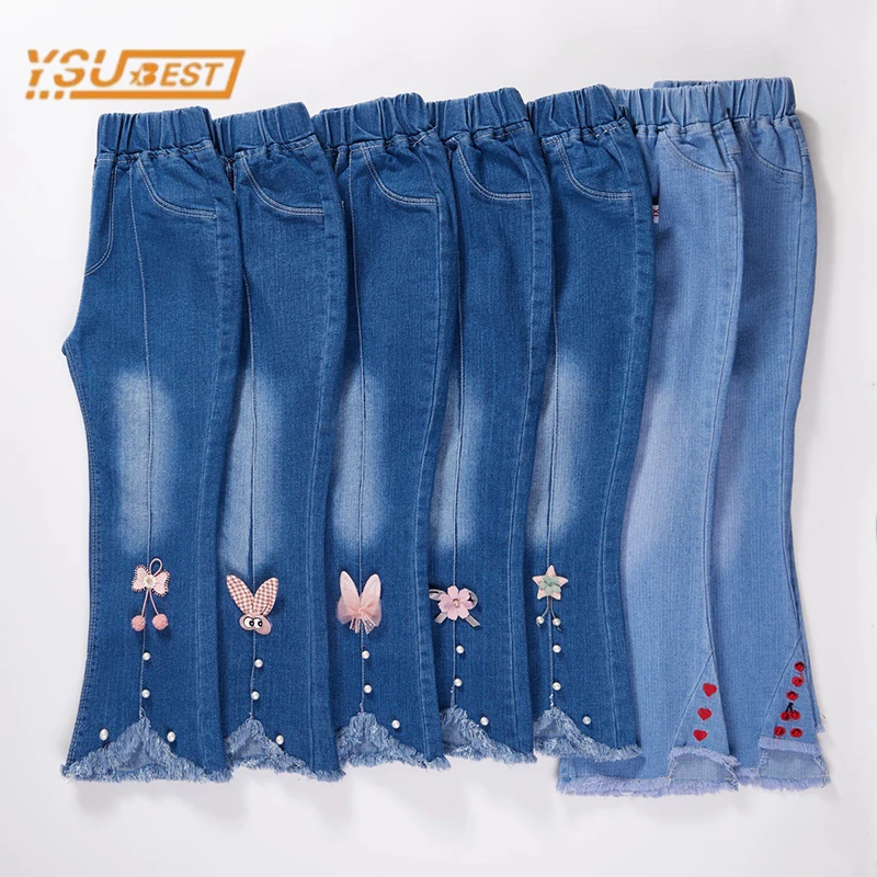 Jeans de cowboy décontractés pour enfants, pantalons à cloche, vêtements pour enfants, bébés filles, printemps, automne