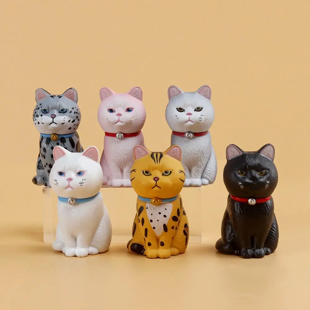 PVC Statue Simulated Cat Model Doll Mini Black Cat Sitting Cat Figure Toy Small Bell Creative Mini Cat Ornament Birthday Gift