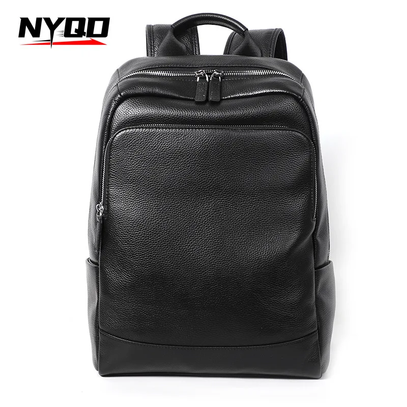 Men Cowskin Genuine Leather Backpack Mens Large Capacity Casual Laptop Backpack Business Package School Bags Sac Homme Cuir