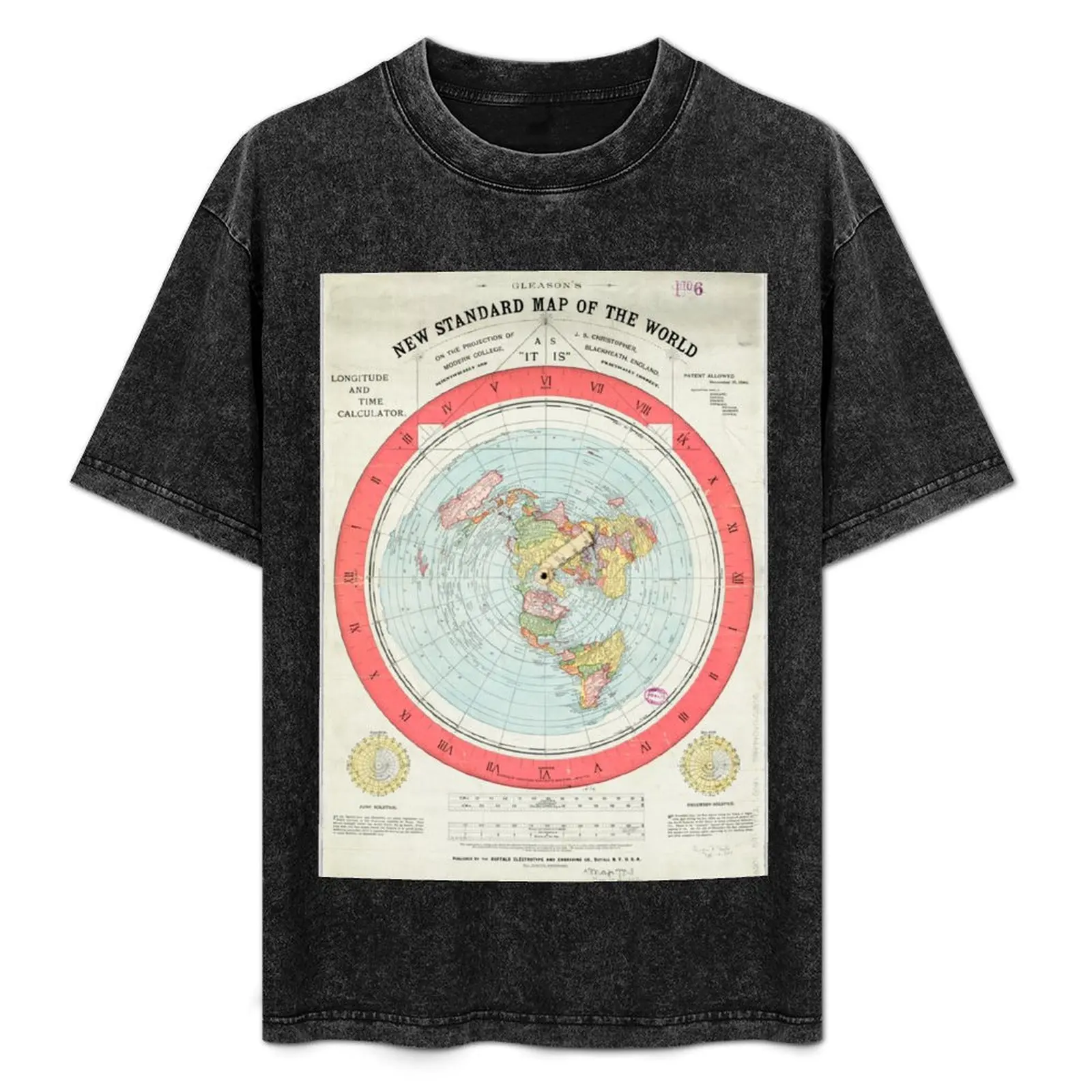 

Flat Earth - Gleason's Map T-Shirt street wear heavyweights anime tshirt mens t shirts casual stylish