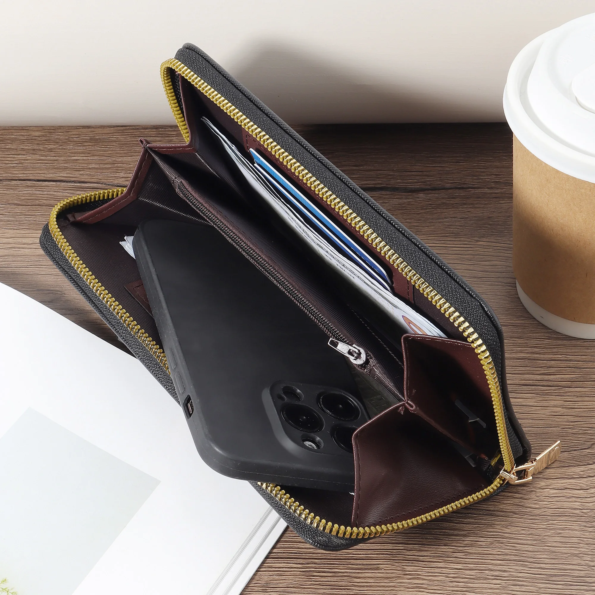 [محفظة أنيقة] محفظة نسائية طويلة أنيقة |   قابض واسع مع مقصورات متعددة، محفظة بسحاب، محفظة عملات معدنية لطيفة مع