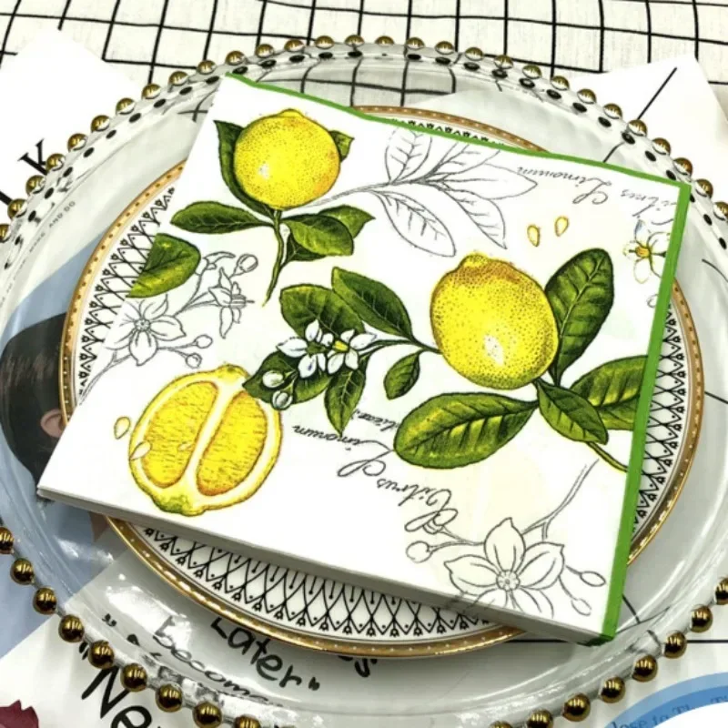 20pcs 33*33cm 2-Ply Colourful Wood Pulp Napkins Lemon Style Party Decoration Paper Placemats Butterfly Bart Paper