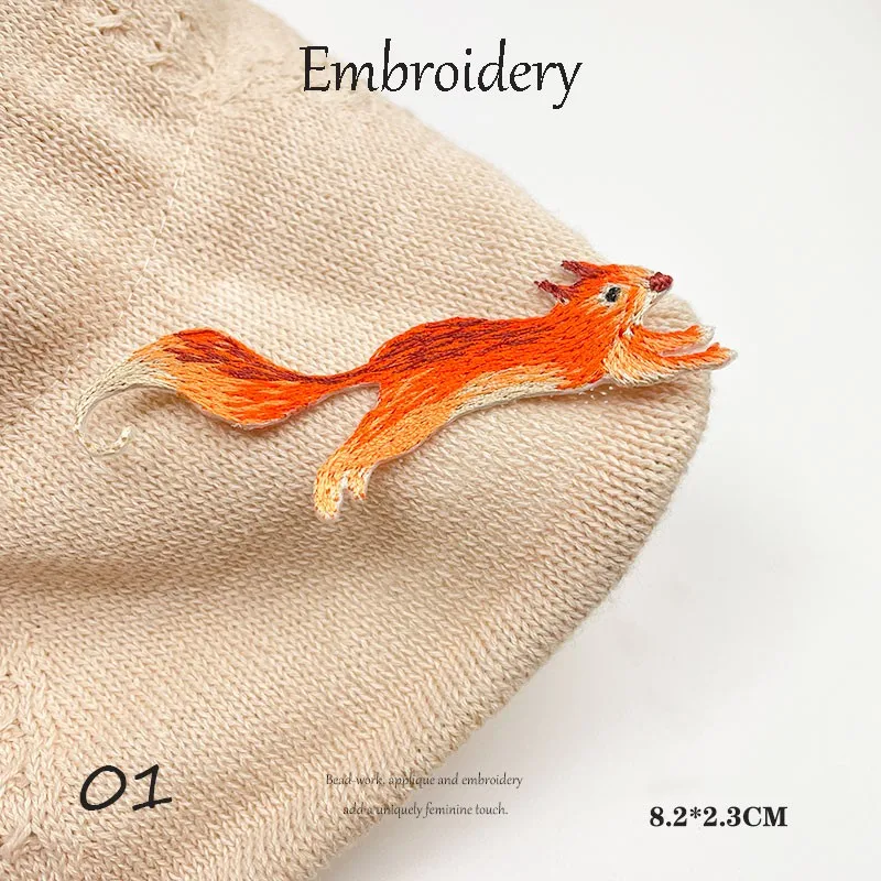 Patches for Clothing Cute Sewing Embroidered DIY Sticker Badge Squirrel Iron-On Jeans T-Shirt Bags Colorful Small Chinese