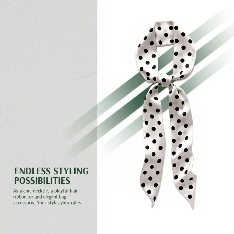 Women Narrow Long Scarf 190x4.5cm Polka Dot Tie Bag Ribbon Headband Choker Streamer Lady Accessories