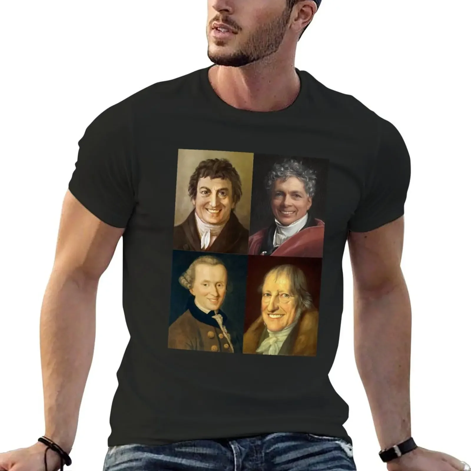 Happy German idealism - Hegel, Kant, Fichte, Schelling T-Shirt sweat baggy shirts plain white t shirts men