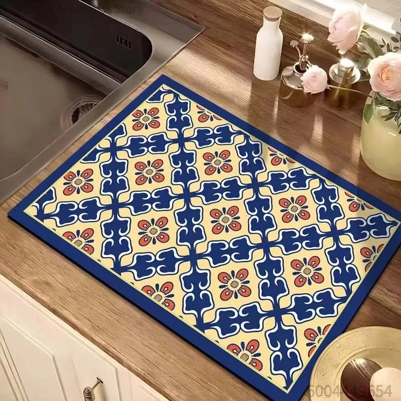 Drain Pad Decoration Mat for Drying Dishes Mat for Kitchen Absorbent Dish Mat Absorbent Dish Drying Mat Kitchen Carpet Supplies