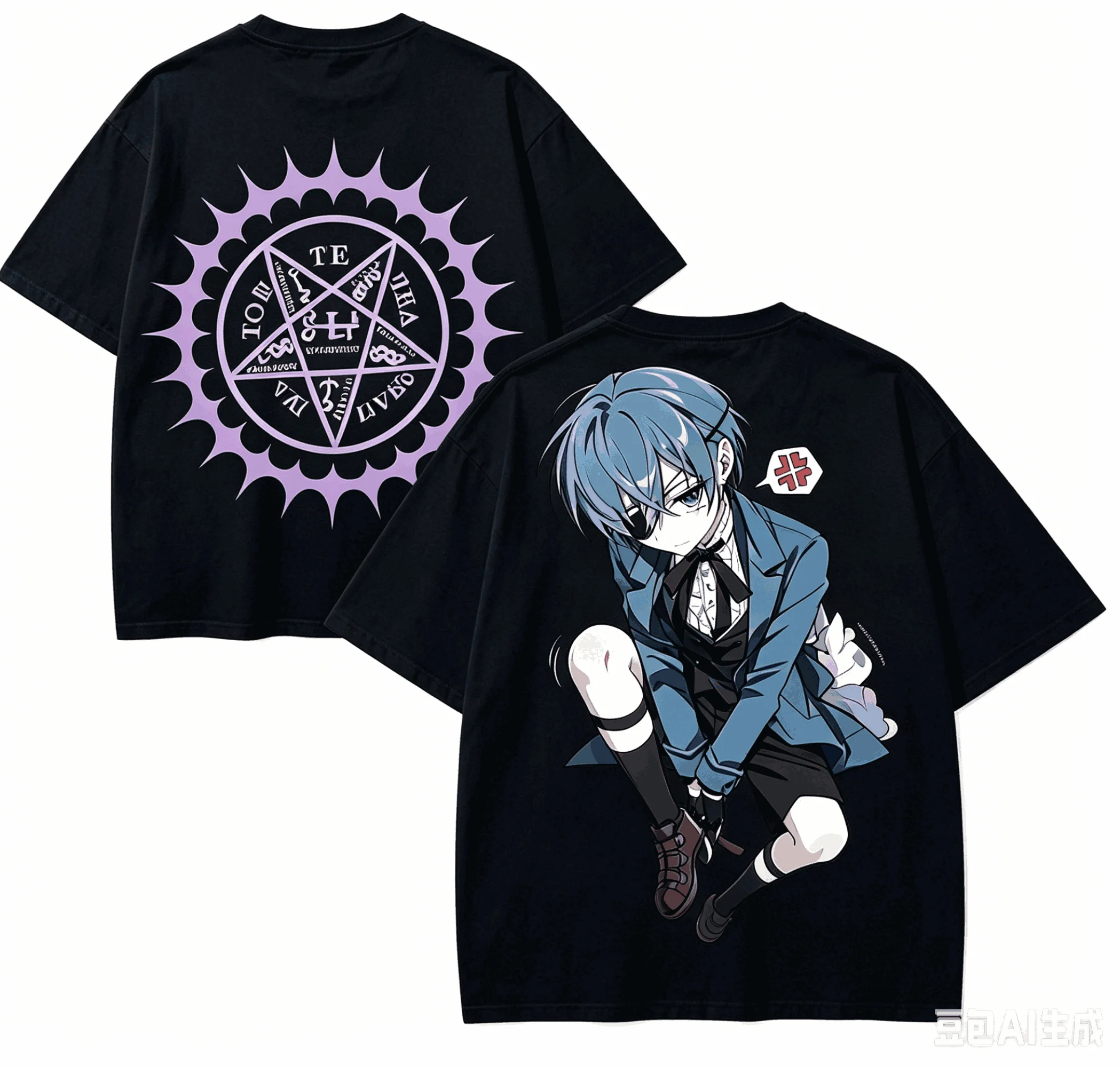 Black Butler Anime T‑Shirt Unisex Short Sleeve Sebastian Ciel Manga Print Harajuku Streetwear Daily Wear Crew Neck Tees Tops