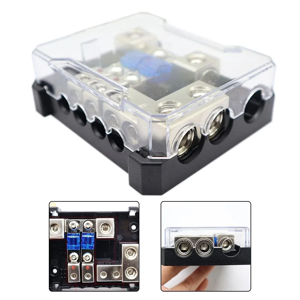 2 In 2 Car Out Black Fuse Box With Clear Cover For Sound Systems For Modification RV Car Electronics