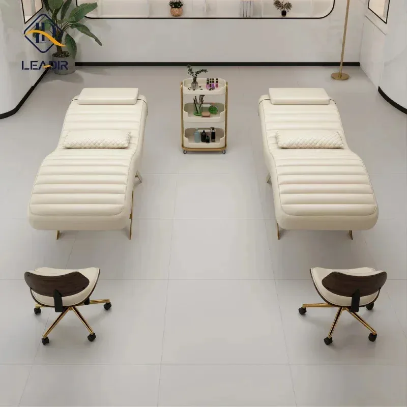 

Modern Gold Base Massage Table for Beauty Salon Eyelash Extension Full Furniture Set