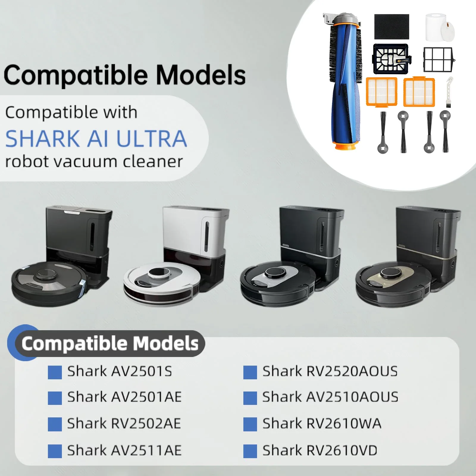 قطع غيار متوافقة مع Shark AI AV2501S AV2511AE AV2501AE RV2502AE RV2610WA AV2510AOUS RV2520AOUS جهاز آلي لتنظيف الأتربة #2