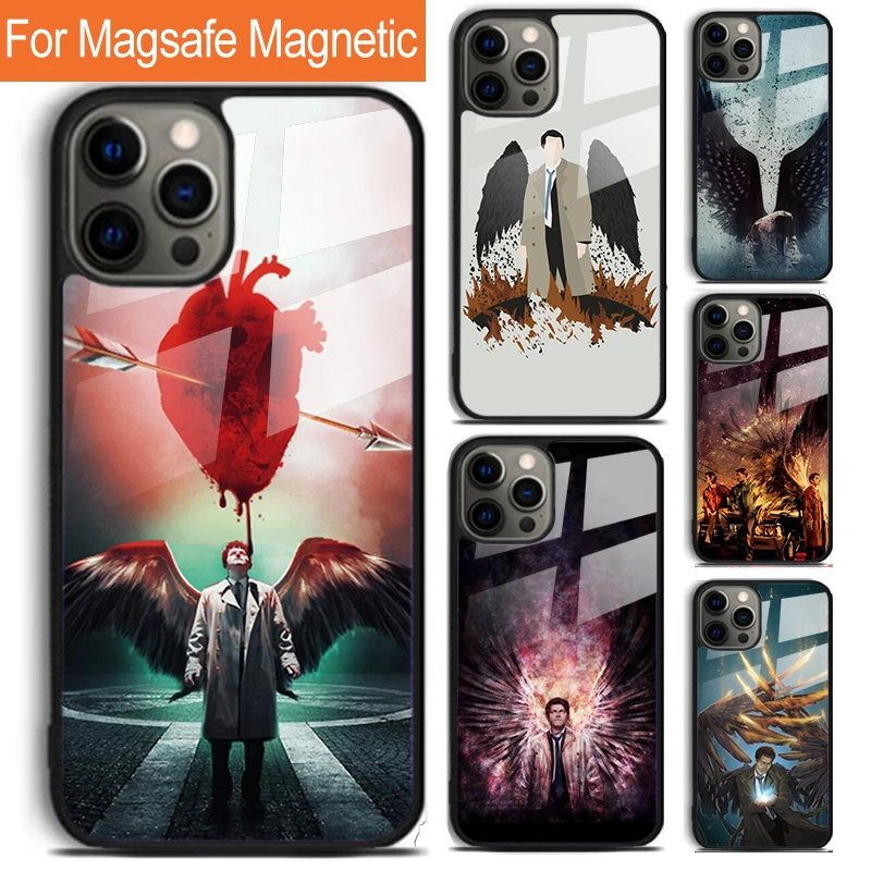 

Чехол для телефона Castiel Angel of the Lord сверхъестественное для iPhone 17, Air 16, 15, 14, 12, Pro Max Plus Magsafe, магнитный беспроводной чехол