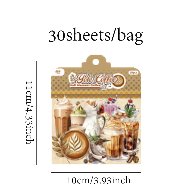 Mr Paper Coffee Landscaping PET Waterproof Sticker Pack Half Quarter Coffee DIY Handbook Diary 60Pcs in
