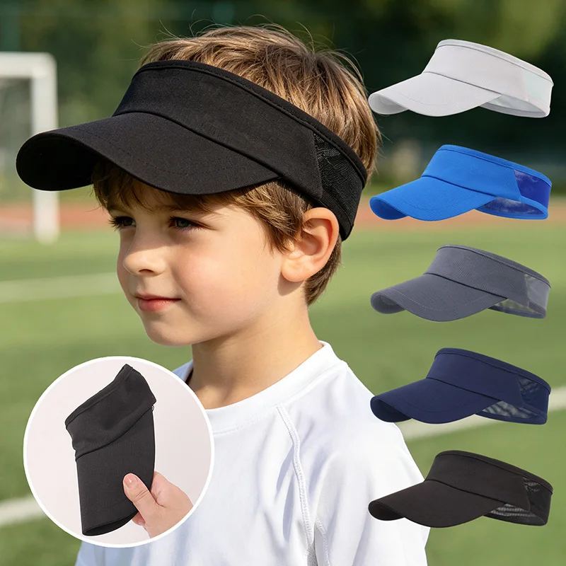 Summer Children Cap Solid Color Mesh Empty Top Baseball Caps for Boys Girls Universal Foldable Sun Protection Accessories