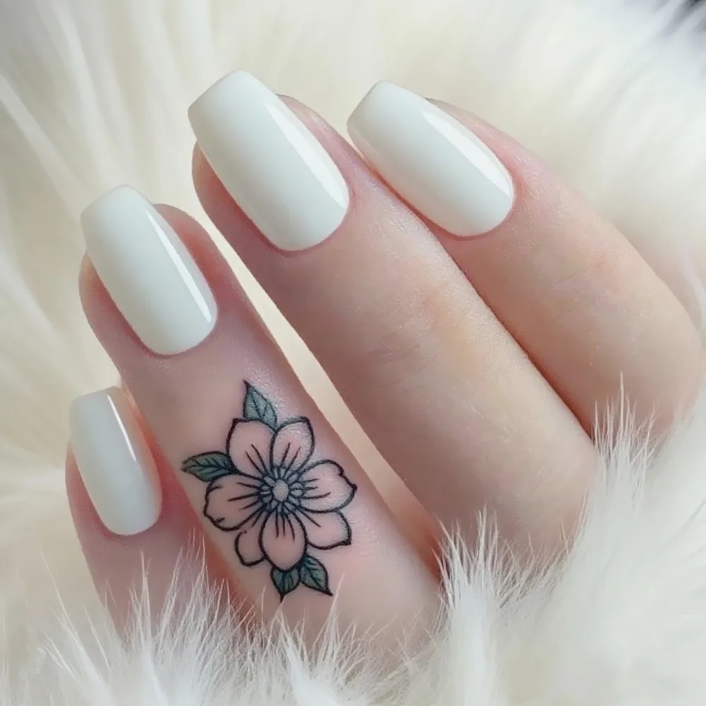 

48Pcs Acrylic Fake Nails Press Ons With Glue Shiny White Ballerina Coffin False Nails Woman Full Cover Finger Tips Manicure Tool