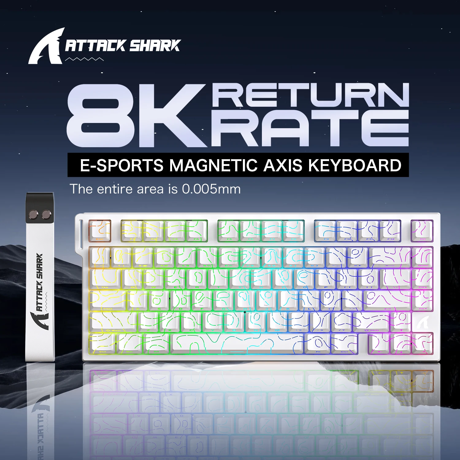 R82HE ATTACK SHARK Magnetic Keyboard Gaming 8000Hz Rapid Trigger Wired 75% ProGamer Keyboard,0.005mm RT Accuracy,0.08ms Latency
