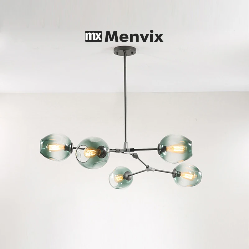 Italy Designer Magic Bean Branching Ceiling Chandelier Multi Color Glass Lampshade Suspension LED Lighting Kitchen Dining Island