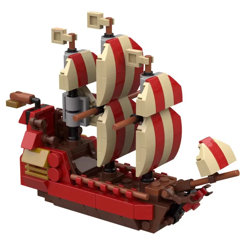 MOC Piratenboot Modell Bausteine Mittelalter Segelboot Schiff Versand Segelziegel Spielzeug