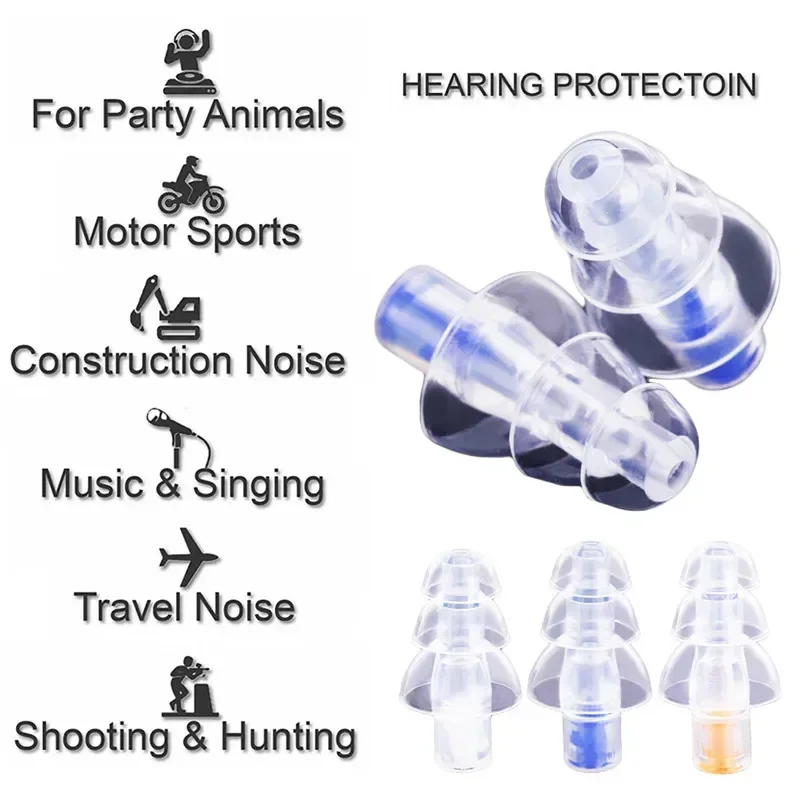 High Fidelity Silicone Earplugs for Concerts Musicians Motorcycles Noise Sensitivity Conditions Noise Cancelling Sleep Ear Plugs