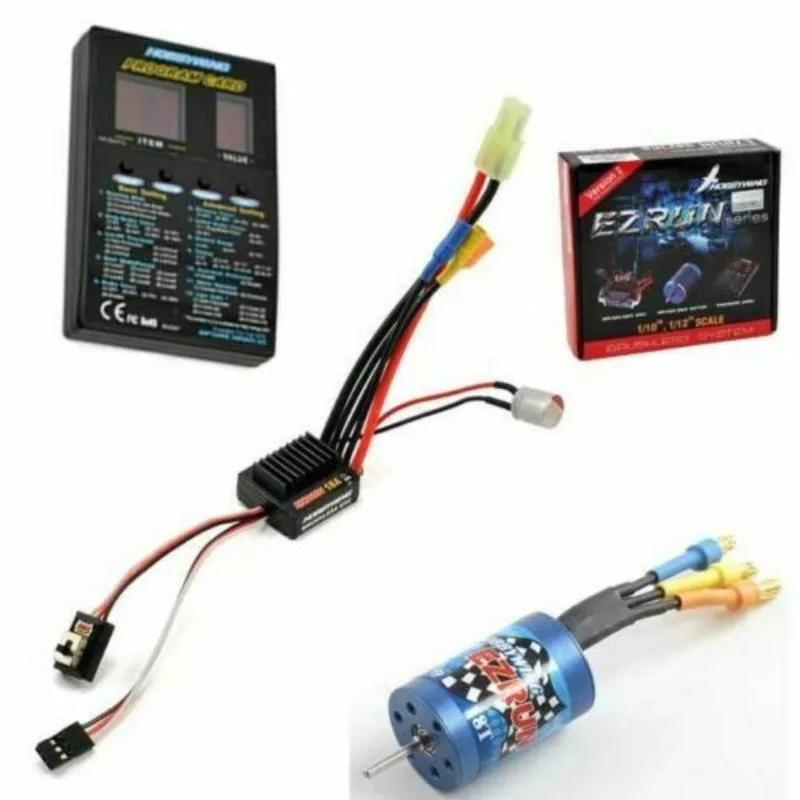 

Combo Hobbywing Program Card & eZrun 18A ESC &18T 5200KV Brushless Motor For 1/18 and 1/16 On-Road and Off-Road Sport Car