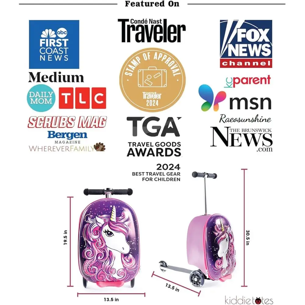 حقيبة سكوتر للأطفال قابلة للطي - أمتعة صلبة خفيفة الوزن مع عجلات LED لمتعة سفر الأطفال الصغار #6