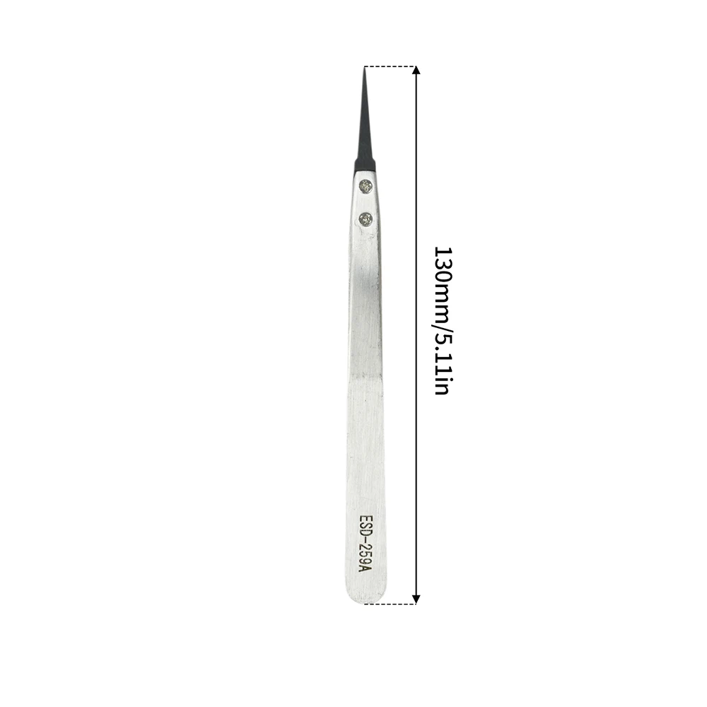 Hands Installation Work Tweezers Straight Elbow Handle Stainless Antistatic Plastic Tweezers