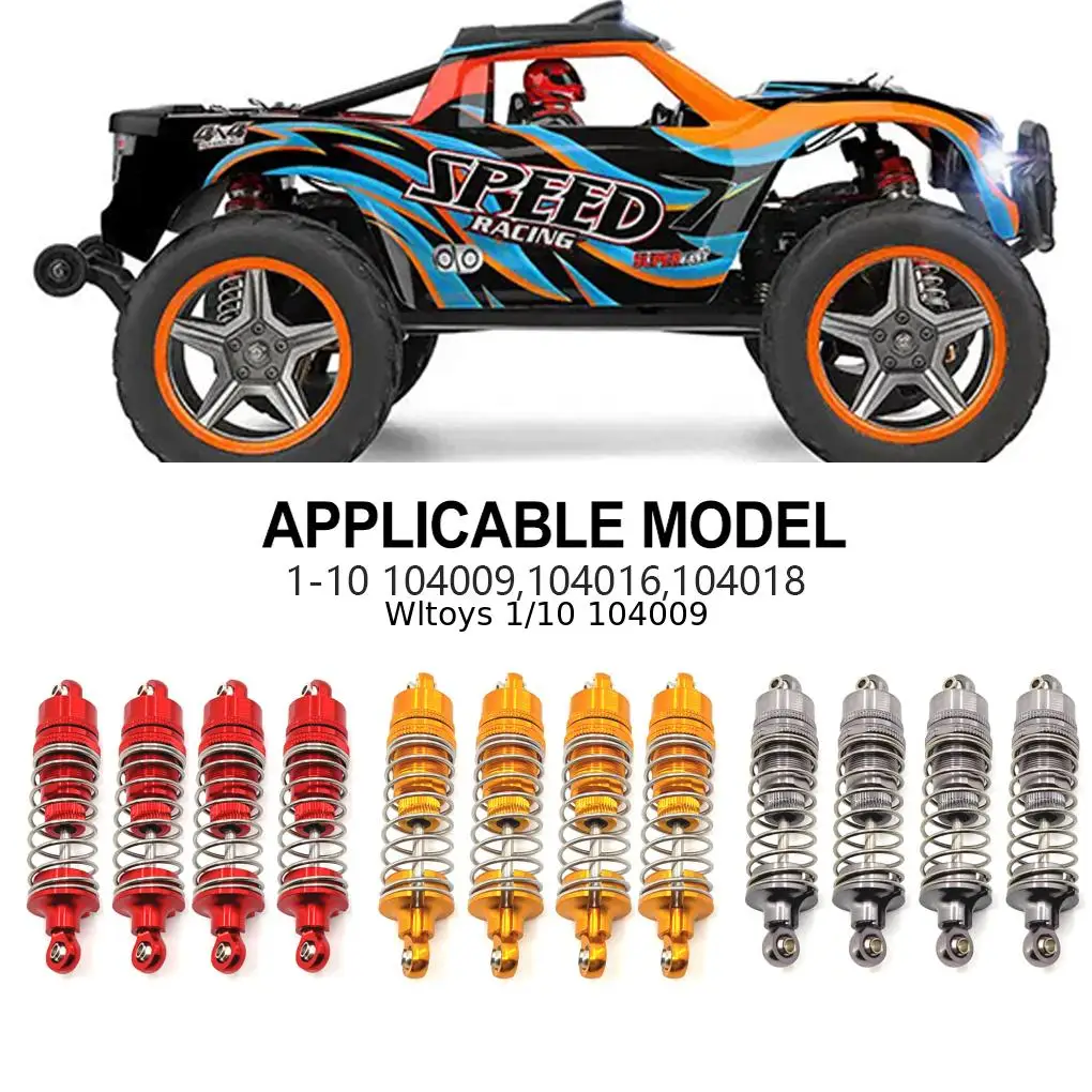 

Aluminum Alloy 1/10 Front Rear Shock Absorber 4pcs Wear-resistant Rc Front Rear Shock Absorber For Wltoys 104009 104016 104018