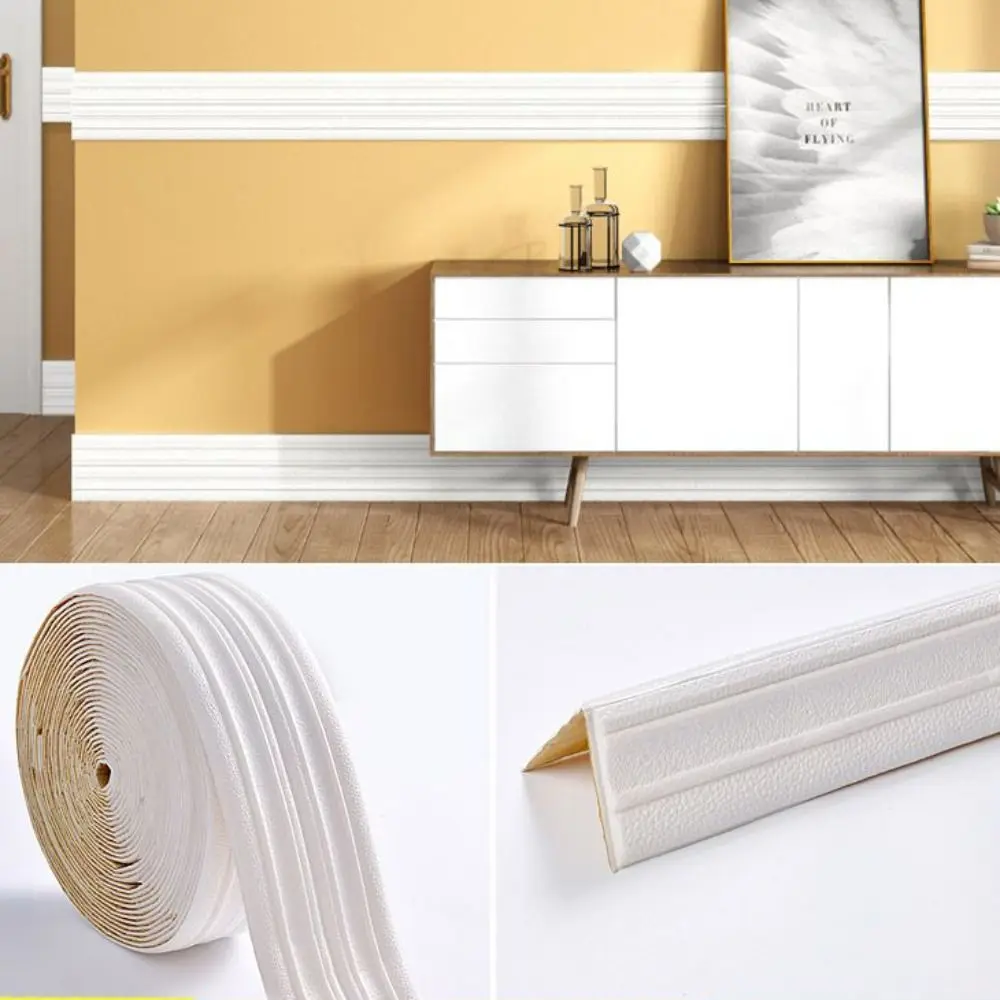 230cmX14cm XPE Foam 3D Skirting Line Self-adhesive Waterproof Wall Stickers Thicken Home Decor Waistline Edge Banding Strip