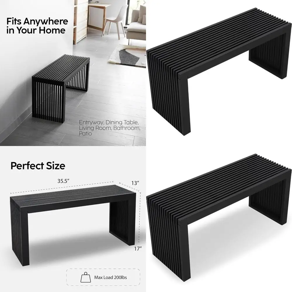 

36 Wooden Bench for Entryway, Living Room, Dining, Kitchen, and Outdoor Spaces - Mid Century Modern Style