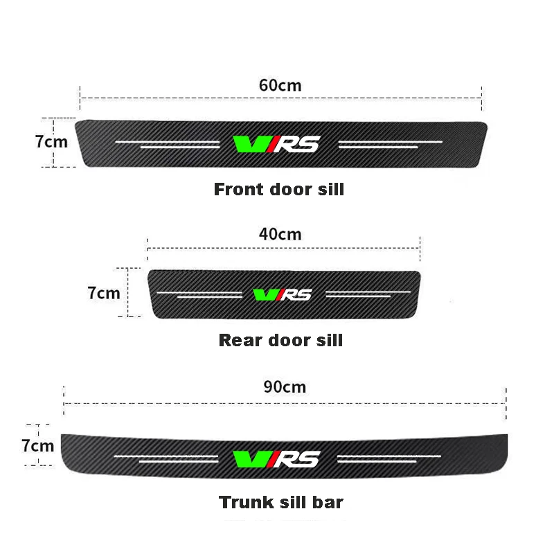 Auto Carbon Fiber Decals Stickers Car Door Threshold Scuff For Vrs Grill sport Skoda Octavia Kamiq Kodiaq Karoq RS accessories