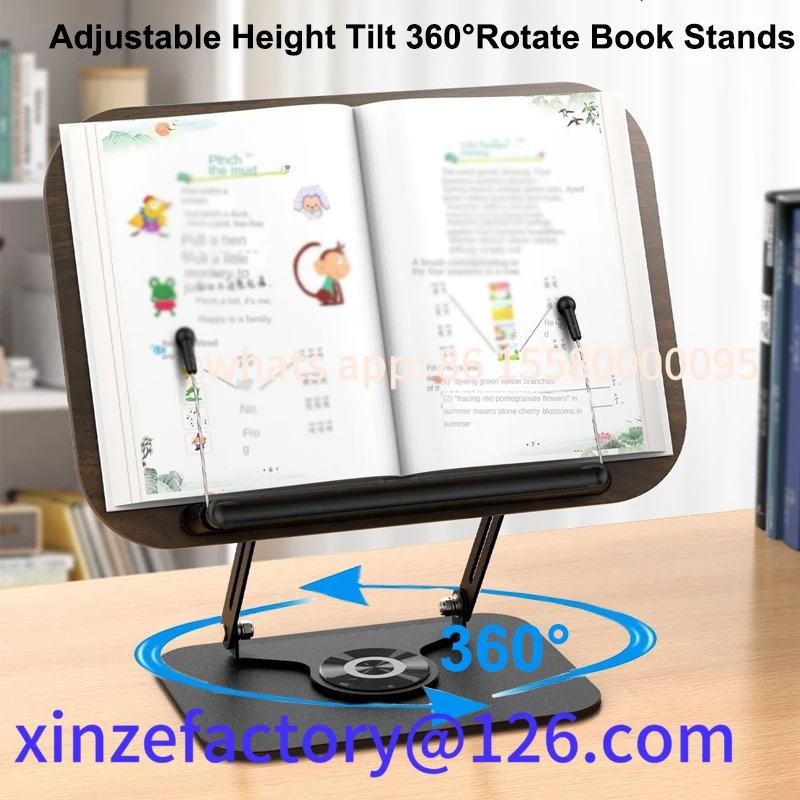 

Customizable Book for Reading Adjustable Book Holder with 360° Swivel Foldable Stand