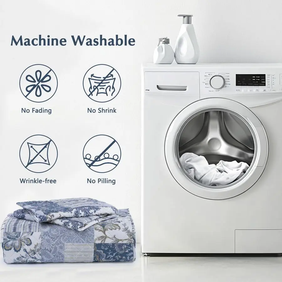 

Комплект покрывал XL King 106x96 дюймов, синее цветочное покрывало в стиле бохо, комплект постельного белья в стиле фермерского дома, легкий комплект покрывал, двустороннее покрывало