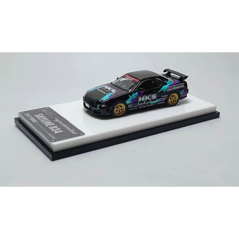 MC In Stock 1:64 Skyline GTR R34 25GT Turbo HKS Carbon Diecast Diorama Car Model Collection Miniature Toys