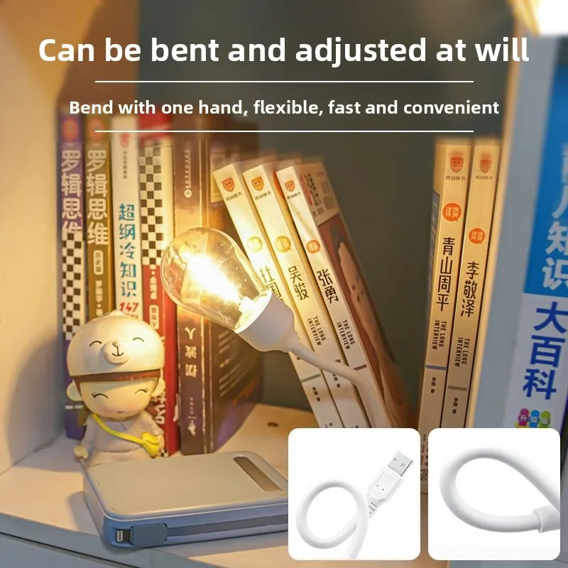 Creative Dormitory Study Eye Protection USB Rechargeable Tungsten Wire Night Light for Home Desktop with Adjustable Brightness