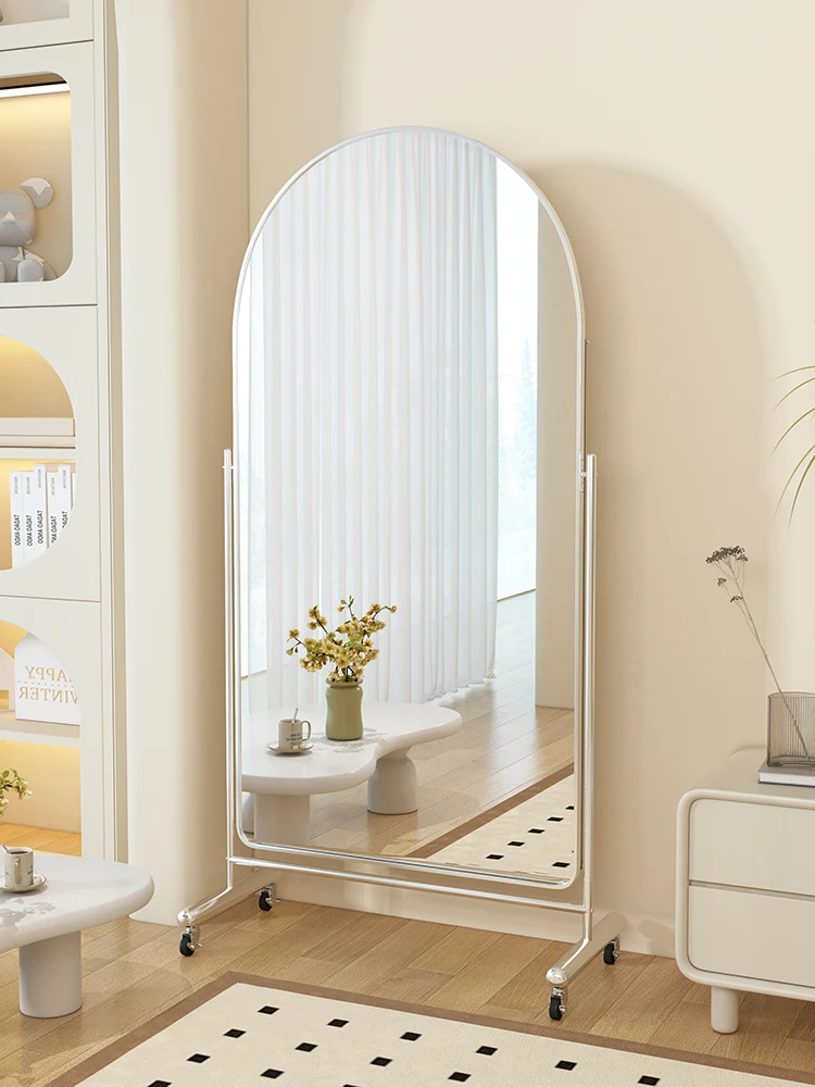 

Clothing store mirror household movable floor full body mirror stainless steel thin Internet celebrity photo large mirror dance