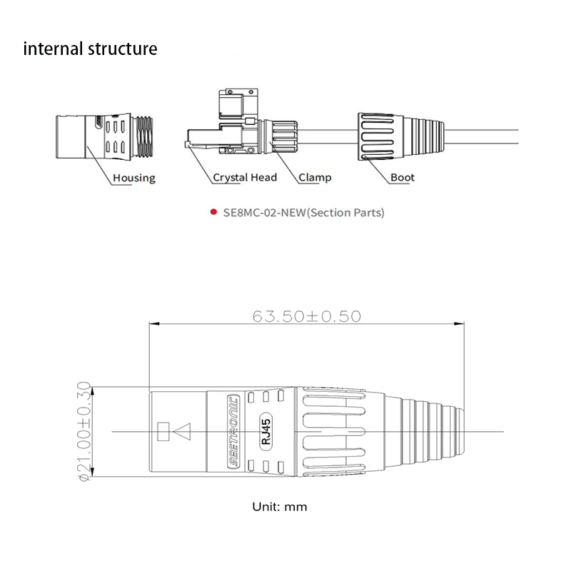 Outdoor LED Display Cabinet Ethernet, conector IP65 RJ45, resistente à umidade, resistente à umidade, SE8MC-02, IP65, 2pcs por lote