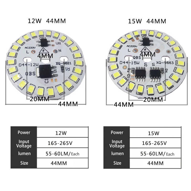 LEDスポットライトチップ,ICチップ,埋め込み式フラッドライト,IP43, AC165-265V, 3W, 5W, 7W, 9W, 12W 15w、ip43