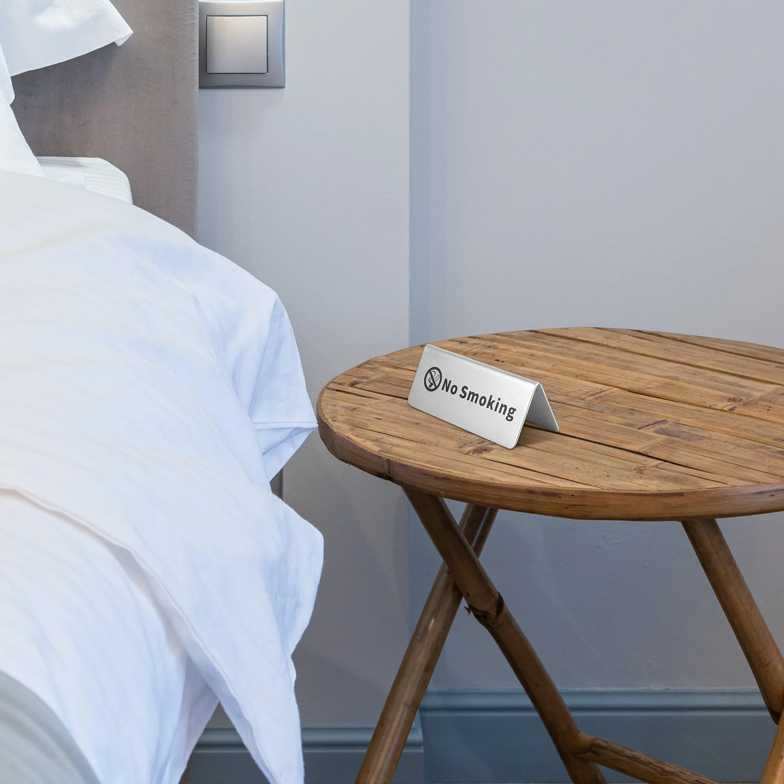 Edelstahl-Schild „Rauchen verboten“, doppelseitiges Design, Desktop-Tischschild für Büro, Zuhause, Restaurant, Bankett, Erinnerung