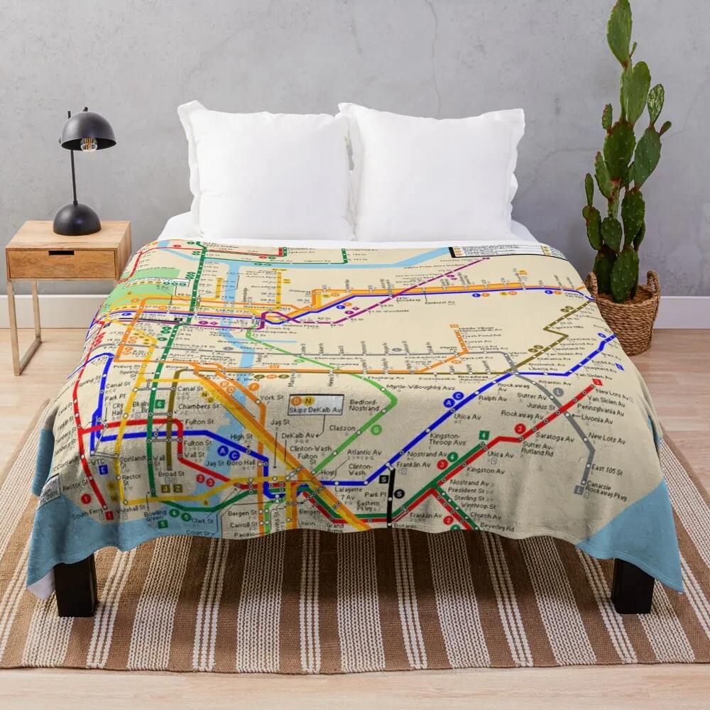 New York City Subway Map Throw Blanket Multi-Purpose Luxury Thicken Blankets